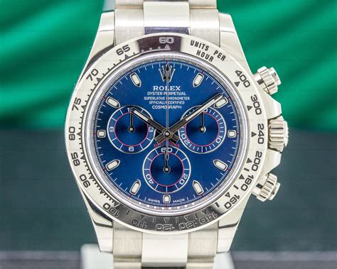 rolex daytona 18k white gold blue dial|Rolex daytona oysterflex white gold.